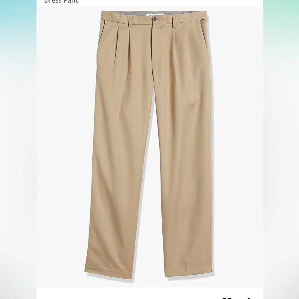 NWT - Men's - Amazon Essentials Classic-Fit Expandable-Waist Pleated Dress Pant